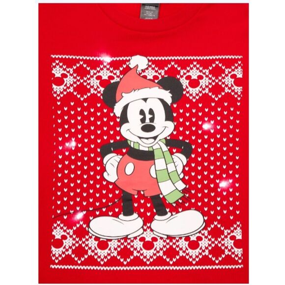 Disney M Mouse Christmas Red Unisex Crew Neck Sweatshirt w/ Lights - 3XL NWT - Picture 9 of 9